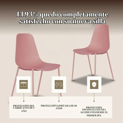 Vista 8 de Poly & BARK Isla - Juego de 4 sillas de cocina modernas, sillas de comedor de plástico con patas de metal, montaje rápido, sillas simples de café