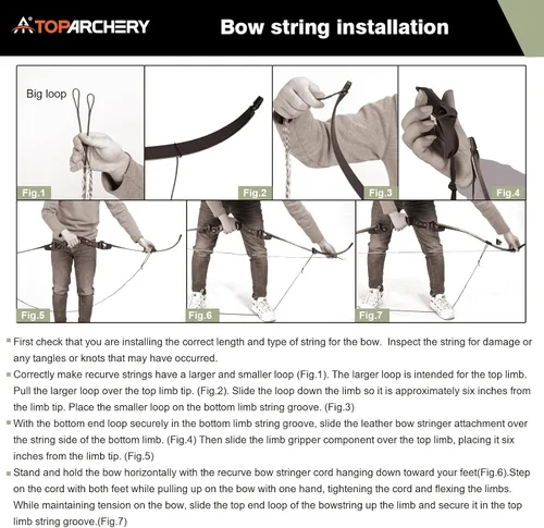 Vista 8 de TOPARCHERY 62" Arco Hunter Recurvo Negro, Arco Recurvo Desmontable de Absorción de Choque ILF para Caza, Arco Largo para Tiro al Blanco al Aire