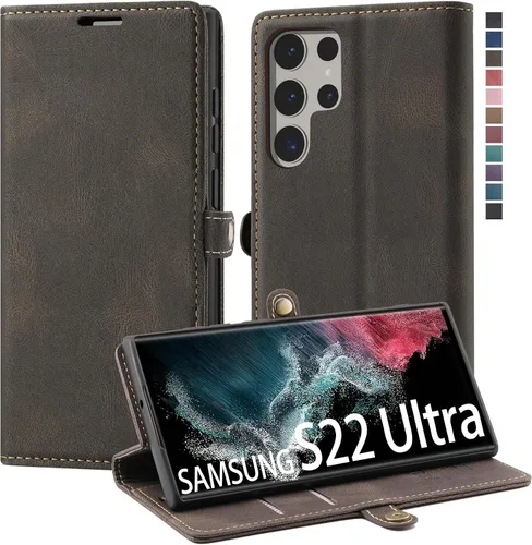 Vista 17 de Funda tipo cartera para Samsung Galaxy S22 5G con bloqueo RFID, color negro