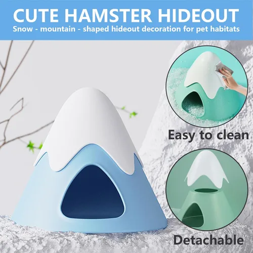 Vista 3 de Escondite de hámster, casa de piel de hámster con forma de montaña nevada Bonita cabaña escondida de hábitat para animales pequeños para hámsteres