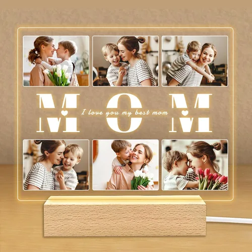 Vista 8 de Regalos de fotos personalizados para novio, novia, mujer, pareja, marcos de fotos personalizados, placa acrílica, luz nocturna para mejor amigo