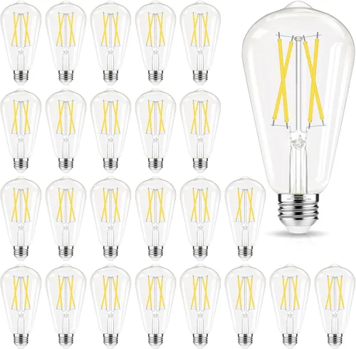 Vista 11 de GvvooHome - Bombillas LED regulables Edison, bombilla LED E26 equivalente a 60 W, luz blanca fría 4000K, bombillas vintage ST58, CRI de 90+, 6 W 600