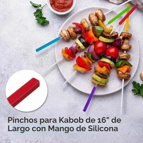 Vista 3 de Paquete de 10 brochetas de acero inoxidable de 16 pulgadas de largo