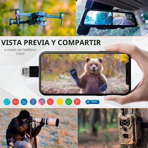 Vista 5 de [Paquete de 2] Lector de tarjetas micro SD para teléfono Android, adaptador de tarjeta micro SD a USB, lector de tarjetas mini USB C para cámara