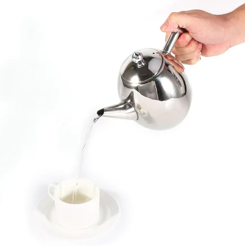 Vista 7 de Tetera de acero inoxidable con tetera para verter, tetera para oficina, hogar, estudio, hacer té o café (33.8 fl oz)