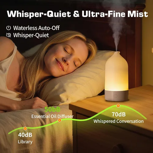 Vista 4 de Difusor de aceite esencial, difusor de aromaterapia 3 en 1 de 4.1 fl oz, pequeño humidificador ultrasónico de niebla fría con 7 luces nocturnas que