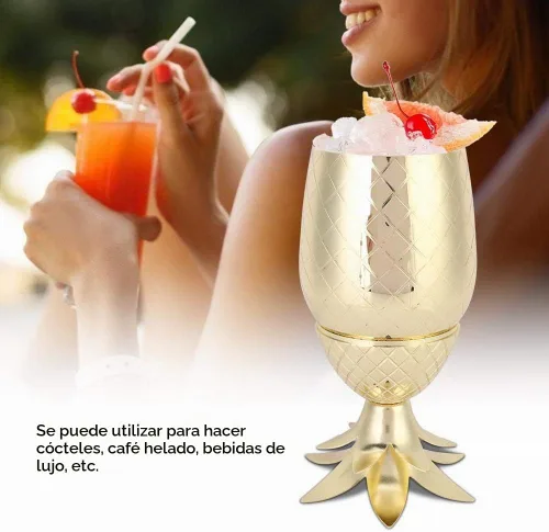 Vista 3 de Coctelera Acero Inoxidable Chapado en Oro 13.40 oz