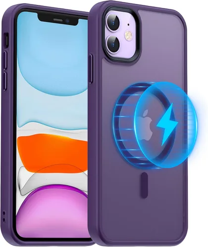 Vista 8 de Meifigno Funda magnética para iPhone 11, [protección de grado militar y compatible con Magsafe], policarbonato mate translúcido con teclas