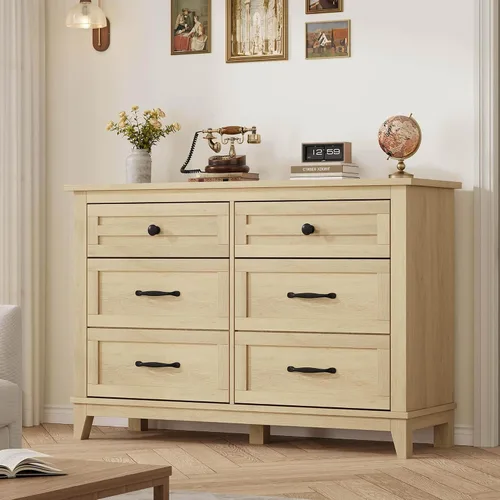 Vista 21 de GarveeHome Cómoda de 5 cajones verticales de 41.3 pulgadas de alto con gran almacenamiento, cómoda de madera independiente para dormitorio, sala