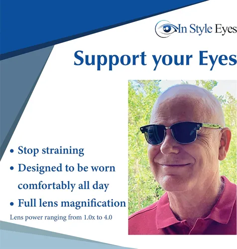 Vista 2 de Sellecks Non-Bifocal Reading Sunglasses - Semi-rimless Reader Glasses, Browline Frame - Non-Polarized Lens