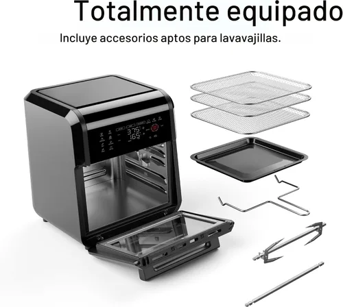 Vista 8 de Chefman Horno freidora de aire 5 en 1 de 12 cuartos de galón con temporizador digital, pantalla táctil y 12 ajustes preestablecidos, horno