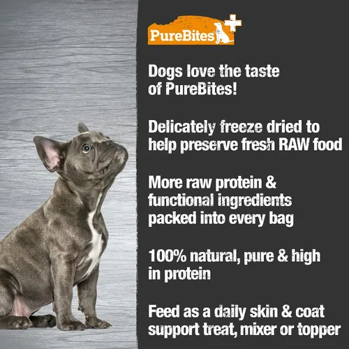 Vista 4 de PureBites + Skin & Coat Golosinas liofilizadas para perros, 5 ingredientes, fabricadas en EE. UU., 3 oz