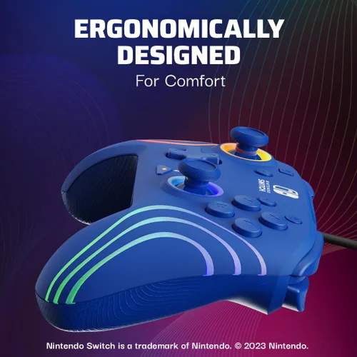 Vista 7 de PDP Afterglow Wave Wired Controller Blue for Nintendo Switch, Nintendo Switch - OLED
