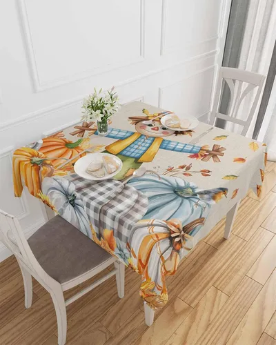 Vista 20 de Mantel rectangular impermeable con hojas de eucalipto de otoño, 52 x 70 pulgadas, mantel otoñal, rústico, girasol, acuarela, botánico, a prueba