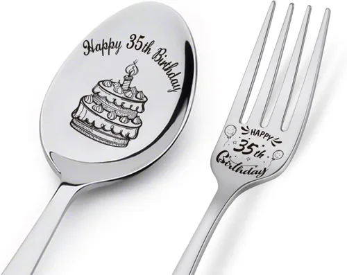 Vista 18 de Cuchara y tenedor de feliz cumpleaños número 30, regalos de cumpleaños personalizados para hijo, hija, hermana, hermano, novio, novia, marido