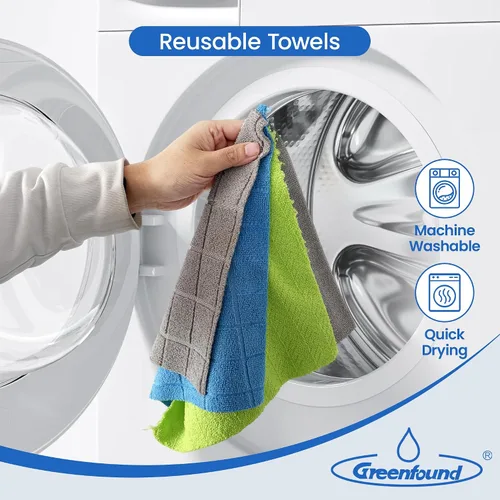 Vista 7 de Greenfound Rollo de paños de limpieza de microfibra - Paquete de 80 unidades, toallas desprendibles para el coche, toallas de papel reutilizables