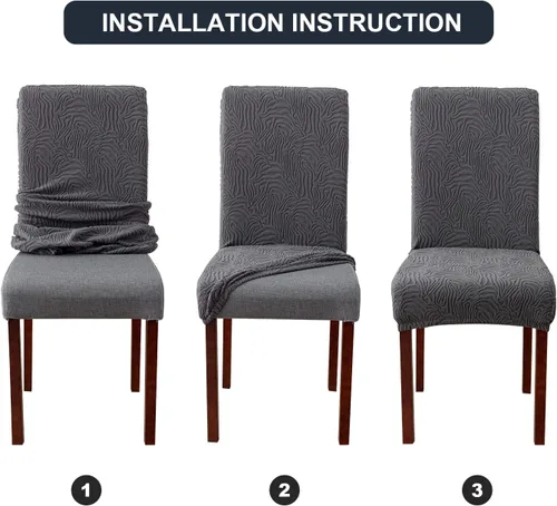 Vista 7 de Fundas para Sillas de Comedor, Fundas para Sillas de Comedor Elásticas Parsons, Protector de Sillas de Cocina para Comedor, Extraíbles, Lavables