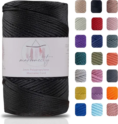 Vista 17 de Makromecity, Cordón de macramé de poliéster de 2 mm x 250 yardas (750 pies) Cordón de macramé de 2 mm de polipropileno para arte y manualidades