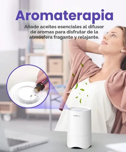 Vista 5 de Rosekm Purificador de aire pequeño para el dormitorio del hogar, mini purificador de aire de escritorio personal, purificador de aire HEPA
