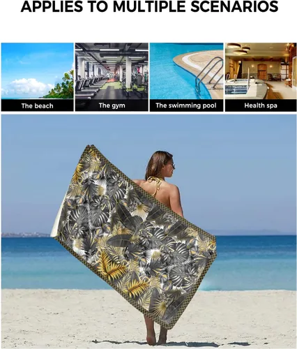 Vista 6 de Juego de toallas de baño de palmera para baño, toallas de lujo, regalos para mujeres, secado rápido, playa, cocina, mano, cabello, cara, yoga