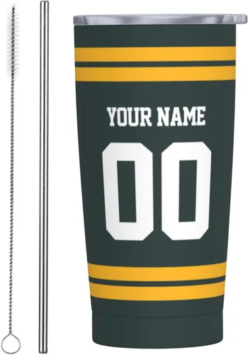 Vista 13 de Arizona - Vaso aislado personalizado con número de nombre, vasos de fútbol personalizados con pajita, taza de viaje personalizada para café, regalos