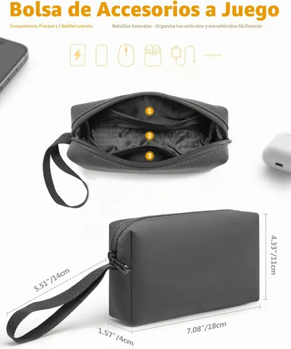 Vista 5 de HYZUO Funda para portátil de 15 pulgadas con soporte ajustable, gris Gris espacial