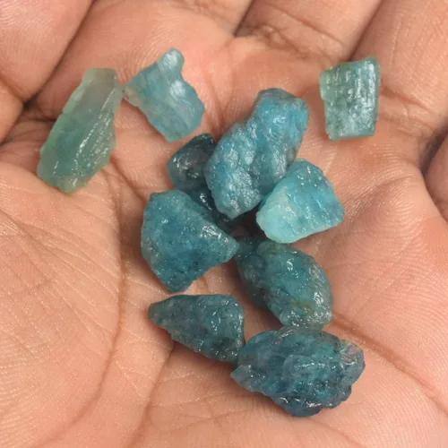 Vista 3 de GEMHUB Natural AAA++ Aguamarina de calidad 74.00 Ct Lote de 10 piezas de cristal curativo crudo azul cielo aguamarina piedra, Gema, lote de piedras