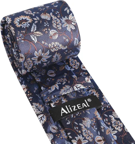 Vista 54 de Alizeal Mens 3.15inches Leaf Flower Pattern Tie with Floral Pocket Square Set