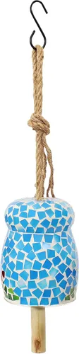 Vista 8 de Sunnydaze - Campana de viento de flores primaverales – Campana de viento de vidrio mosaico para el patio, terraza o porche, 7 pulgadas