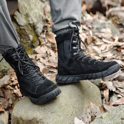 Vista 2 de FREE SOLDIER Men's 8 Inch Tactical Side Zip Boots Military Army Work Boots Lightweight Combat Boot for Motorcycle Boot