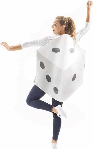 Vista 4 de High Rollin' Dice Disfraz de Halloween para parejas, paquete de 2 divertidos disfraces de casino d6