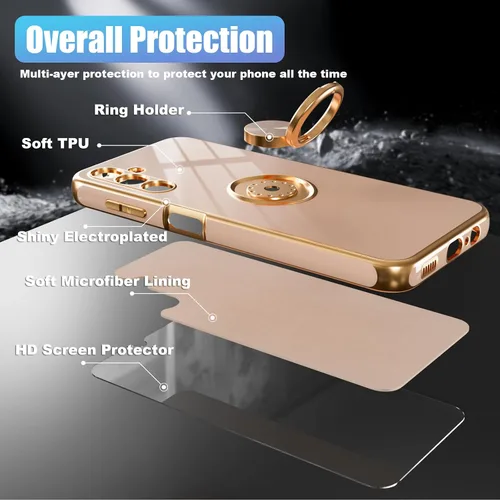 Vista 7 de yuanming Funda para Samsung Galaxy A14 5G, con protector de pantalla, con soporte magnético, soporte de anillo de rotación de 360° integrado, borde
