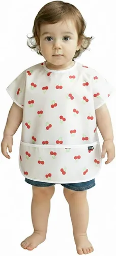 Vista 39 de Plie Short Sleeve Waterproof Bib for Toddlers – Easy Clean Feeding Apron for Mealtime, Daycare, Self-Feeding, Lightweight