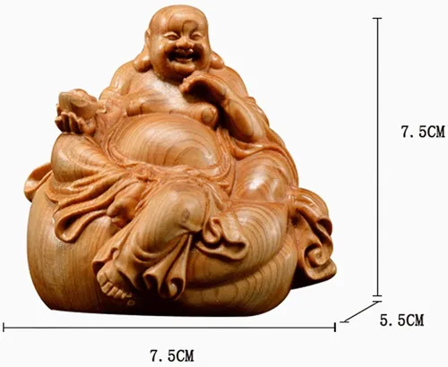 Vista 2 de Lindo Buda riendo sentado en la bolsa de dinero, estatua para riqueza, regalo de Feng Shui, mini figura de Buda feliz, decoración de coche
