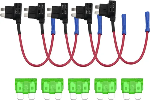 Vista 6 de ZOOKOTO Paquete de 5 fusibles adaptador de grifo de 12 V con fusible de cuchilla ATO ATC estándar de 10A APR ATO ATC para coches, camiones y barcos