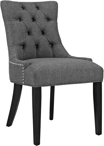 Vista 6 de Modway Regent Modern - Sillas de comedor tapizadas de tela copetuda con ribete de clavos en granito