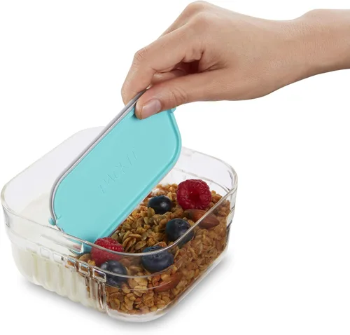 Vista 7 de PackIt Mod Snack Bento Recipiente de almacenamiento de alimentos, verde menta (paquete de 2)