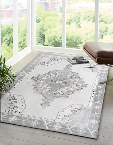Vista 9 de Unique Loom Timeless Collection - Alfombra de área - Thomas (2' x 3' 1" ovalada, negro y blanco/gris)