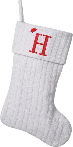Vista 109 de Medias de Navidad personalizadas de 19 pulgadas con iniciales bordadas, medias de Navidad de punto negro para decoraciones de vacaciones familiares
