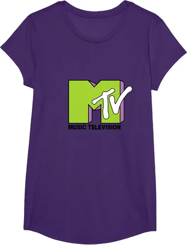 Vista 60 de Camiseta de tratamiento de relleno con logotipo MTV verde lima y morado, Negro, S Azul Marino