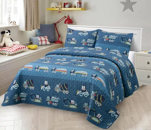 Vista 13 de Kids Zone Collection - Juego de colcha acolchada para niños y adolescentes, diseño de baloncesto y fútbol, azul marino y blanco, tamaño individual