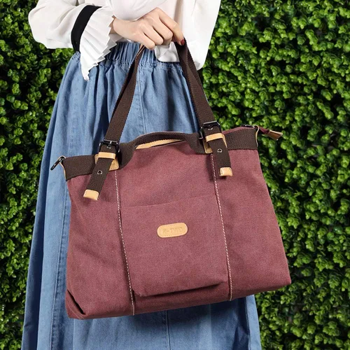 Vista 7 de Bolso Hobo de lona casual vintage para mujer, bolso de hombro para uso diario, bolso cruzado