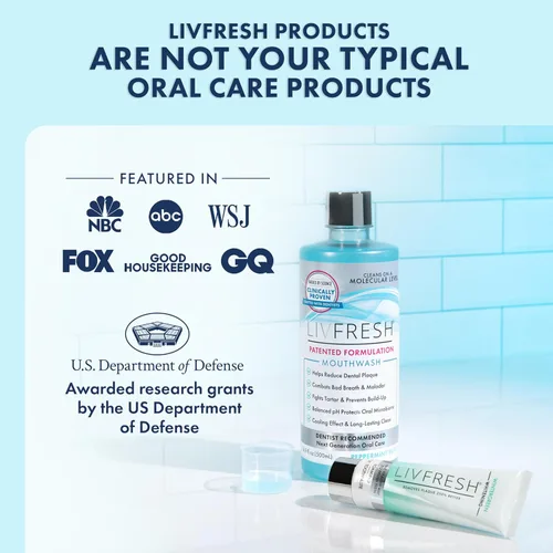 Vista 7 de LIVFRESH Enjuague bucal, clínicamente probado, 163% mejor control del sarro, 114% mejor salud de las encías, 72% mejor reducción de placa, 38% mejor