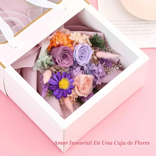 Vista 5 de Jtoder Flores Eternamente para la Entrega, Ramos de Flores Preservadas, Rosas Púrpuras de Larga Duración, Ramos de Regalo para Madre, Esposa, Novia