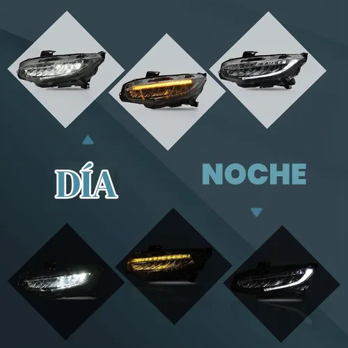 Vista 8 de VLAND Conjunto de faros delanteros para Honda Civic DRL 2016-2021 de 10ª generación con animación de inicio 44-46/Azul DRL