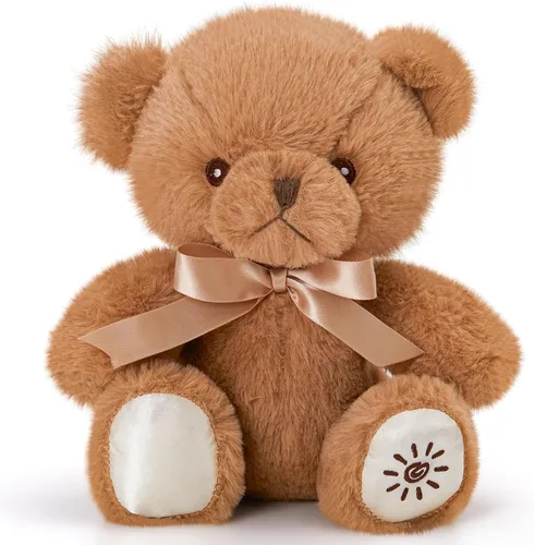 Vista 8 de BSTAOFY Oso de peluche con luz marrón, oso de peluche brillante, juguete de peluche suave para niñas y niños, regalos de cumpleaños, 8 pulgadas