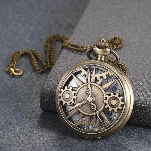 Vista 6 de JewelryWe Reloj de bolsillo con diseño de mapa de The Marauder's - Reloj de cuarzo clásico con cadena