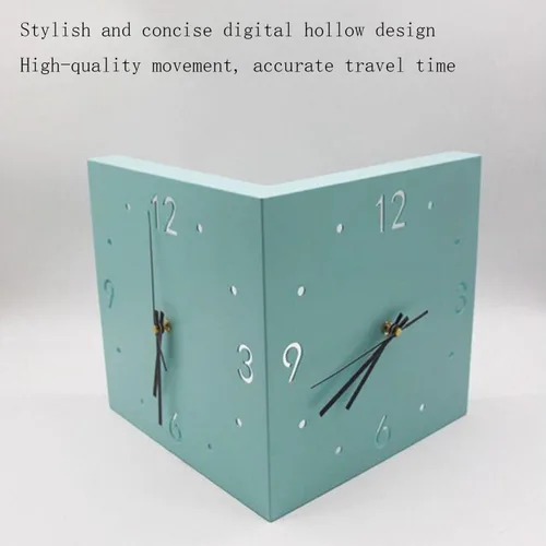 Vista 7 de KYOFIS Reloj de pared Corne de doble cara, reloj de pared de esquina luminoso con sensor con escala numeral, funciona con pilas, reloj de pared Azul