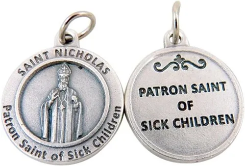 Vista 10 de Medalla de santos católicos con base de alpaca, con inscripción de oración de protección, 3/4 pulgadas.