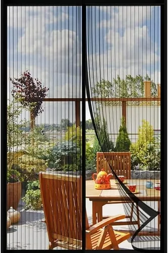 Vista 9 de Puerta mosquitera magnética con bandera de Estados Unidos, cortina de malla resistente de 40 x 85.5 pulgadas para patio y porche, cierre magnético
